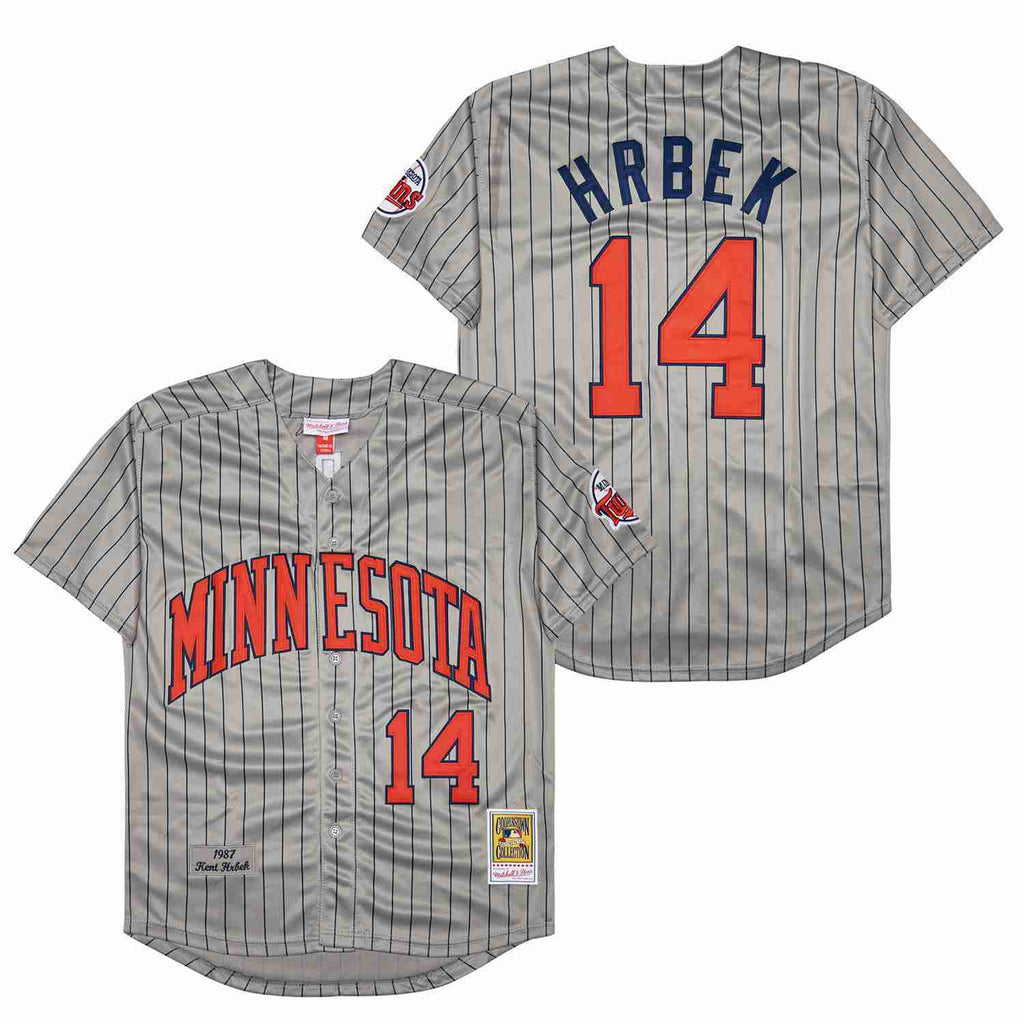 Minnesota Twins #14 Twins 14 Gray Navy 1987 Retro