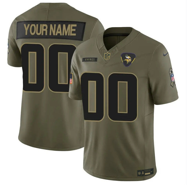 Minnesota Vikings Active Player Custom Olive 2025 F.U.S.E. Salute to Service