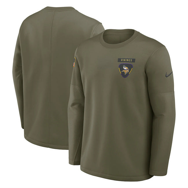Minnesota Vikings Olive 2025 Salute to Service Sideline Coaches Therma-FIT Long
