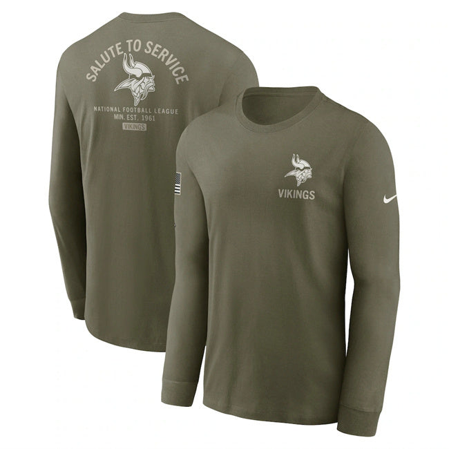 Minnesota Vikings Olive 2025 Salute to Service Sideline Long Sleeve T-Shirt