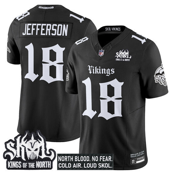 Minnesota Vikings #18 Justin Jefferson Black 2025 F.U.S.E. Kings of the North