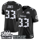 Minnesota Vikings #33 Aaron Jones Black 2025 F.U.S.E. Kings of the North Patch 'Gothic
