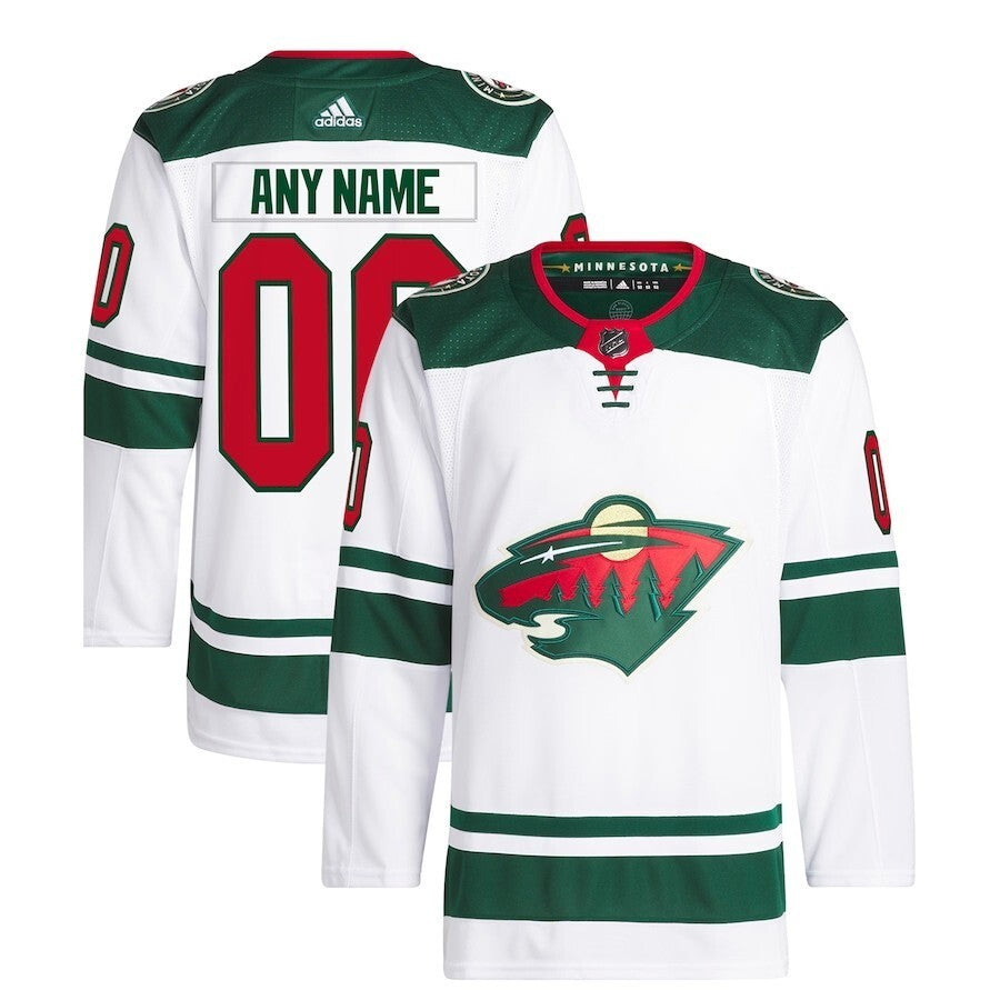 Minnesota Wild adidas Away Custom Primegreen Authentic Pro Jersey – White