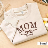 Mom Sweatshirt Embroidered, Personalized Mom Embroidered Sweatshirt, Embroidered Mom Est Sweatshirt, Mom Est Shirt, Mom Embroidered Crewneck