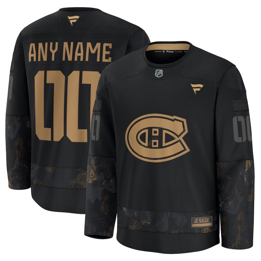Montreal Canadiens 2024 Military Appreciation Personalized Long Sleeve Practice Jersey - Black