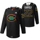 Montreal Canadiens #22 cole-caufield-black-black-history-night-2022-warmup-jersey