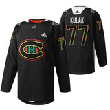 Montreal Canadiens #77 brett-kulak-black-black-history-night-2022-warmup-jersey
