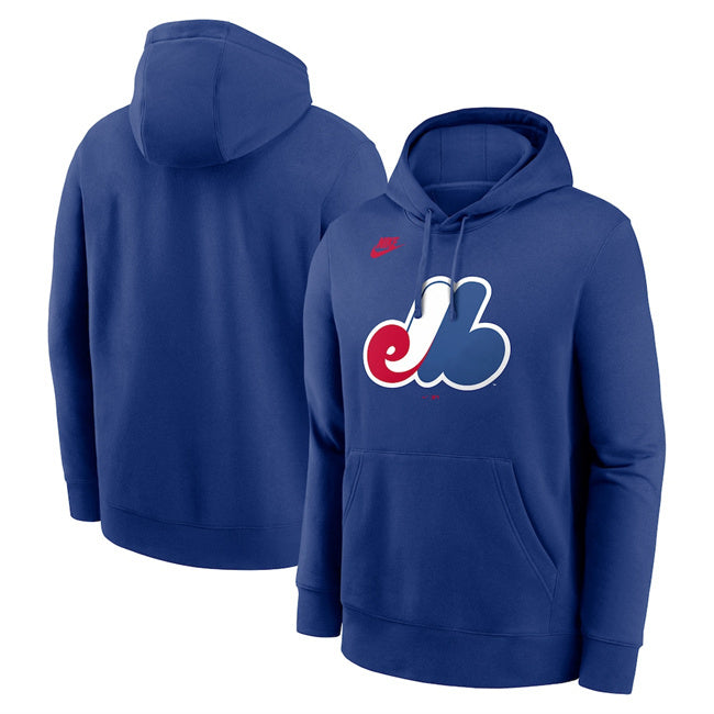 Montreal Expos Blue Cooperstown Collection Logo Club Pullover Hoodie