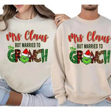 Mrs Claus but Married to the Grinch full Colour Sublimation Adult Sweatshirt , Merry Chirtmas Crewneck Sweatshirt, For men And Women, Gift for Men, Gift For Women Womenswear