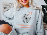 Multiple Sclerosis Sweatshirt, Dandelion MS Fighter Hoodie, MS Warrior Gift Sweater, Matching Orange Ribbon Sweater, Unisex MS Support Sweatshirt.
