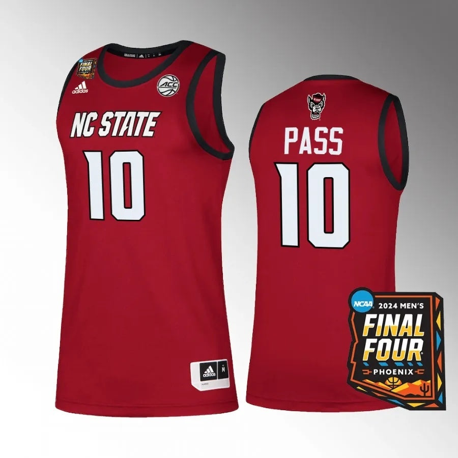 NC State Wolfpack #10 Breon Pass 2024 NCAA March Madness Final Four Red Jersey Mens Basketball