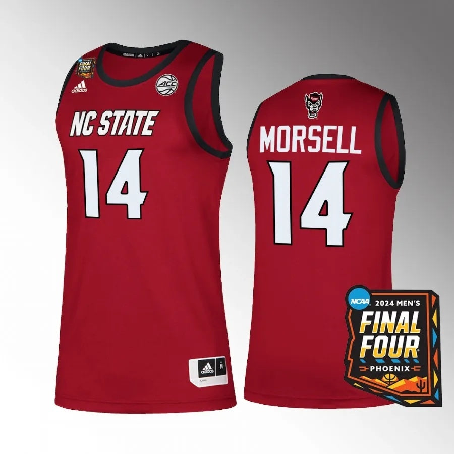 NC State Wolfpack #14 Casey Morsell 2024 NCAA March Madness Final Four Red Jersey Mens Basketball
