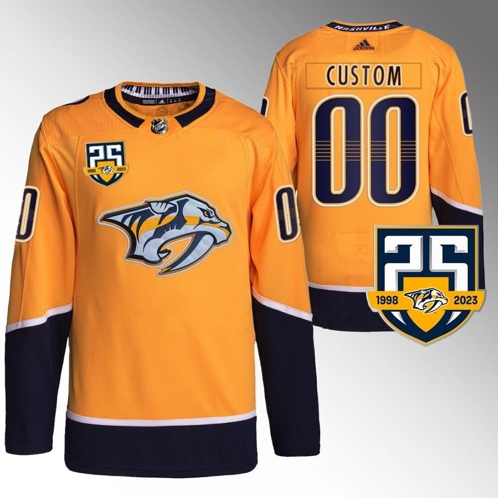 Nashville Predators Custom 25th Anniversary Home Gold 2023-24 Jersey