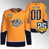 Nashville Predators Custom 25th Anniversary Home Gold 2023-24 Jersey