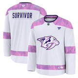 Nashville Predators Fanatics Hockey Fights Cancer Practice Jersey - White