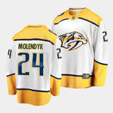 Nashville Predators #24 tanner molendyk away white jersey 2023 nhl draft