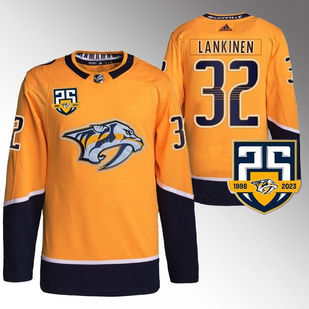 Nashville Predators #32 Kevin Lankinen 25th Anniversary Home Gold 2023-24 Jersey_conew1