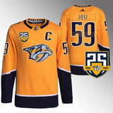 Nashville Predators #59 Roman Josi 25th Anniversary Home Gold 2023-24 Jersey