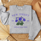 New Jersey Blue Violet Embroidered State Flower Sweatshirt, Hometown Embroidered Shirt, Favorite Flower Embroidered Shirt