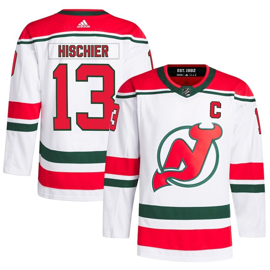 New Jersey Devils #13 Nico Hischier 2022 23 Heritage