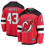 New Jersey Devils #43 Luke Hughes Branded Home Breakaway Player Jersey - Red