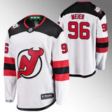 New Jersey Devils #96 Timo Meier White Away Jersey
