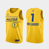 New Orleans Pelicans #1 Zion Williamson 2021-all-star-western-conference-gold-pelicans-jersey