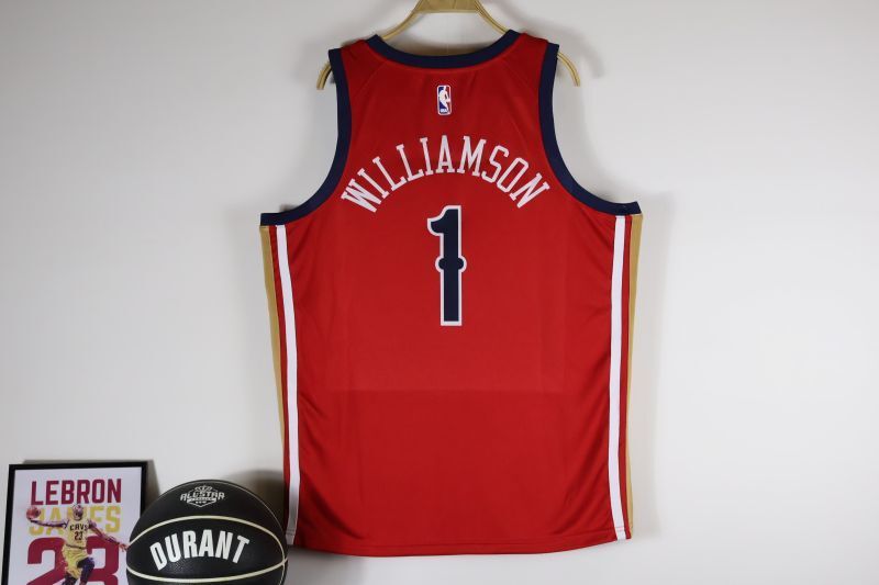 New Orleans Pelicans #1 Zion Williamson 2023-24 statement jersey red Style 1