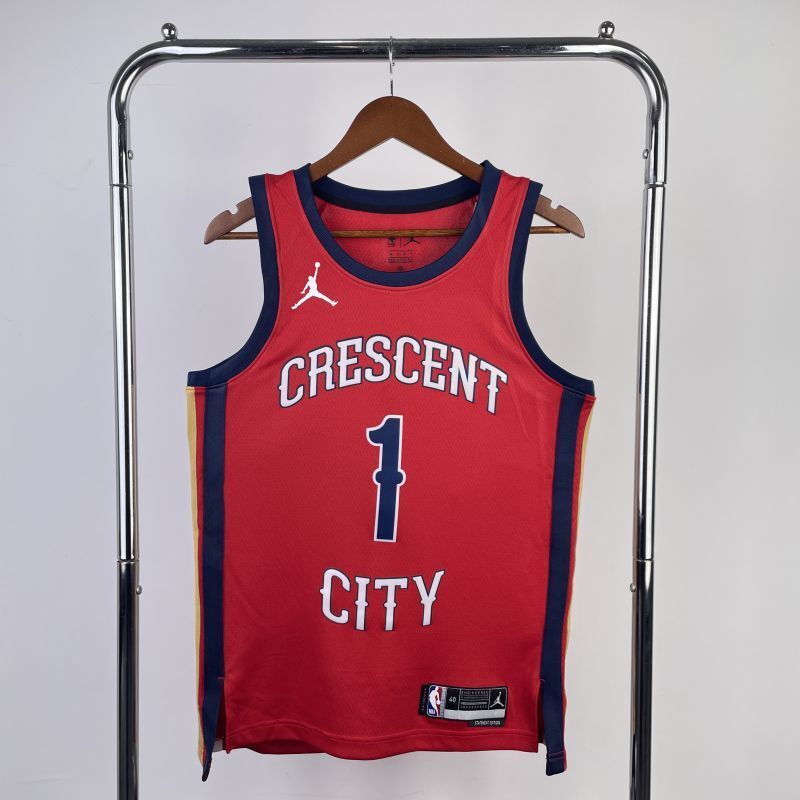 New Orleans Pelicans #1 Zion Williamson 2324 statement jersey red Style 2