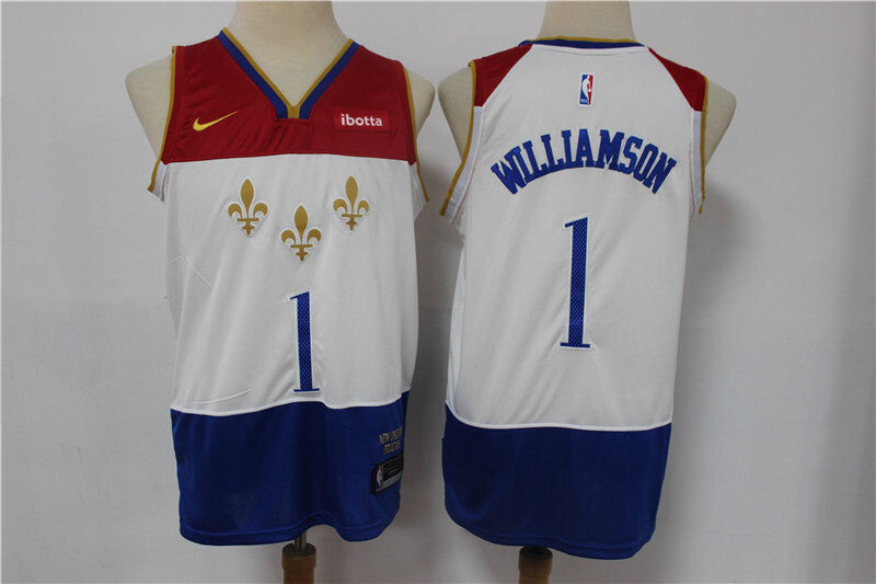 New Orleans Pelicans #1 Zion Williamson Pelicans 1 # 2021 New White City Edition Jersey -- With Logo