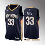 New Orleans Pelicans #33 Malcolm Hill 2023-24 Navy Icon Edition