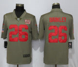 New York Giants #26 Saquon Barkley Olive Salute To Service Limited Jersey