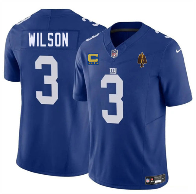 New York Giants #3 Russell Wilson Blue 2025 F.U.S.E. With 4-star C Patch And