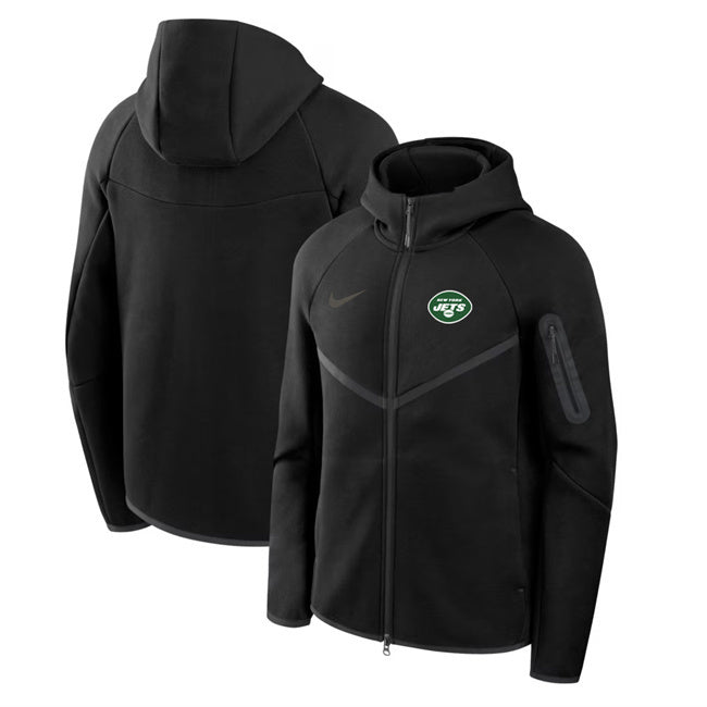 New York Jets Black Tech Fleece Full-Zip Windrunner Hoodie