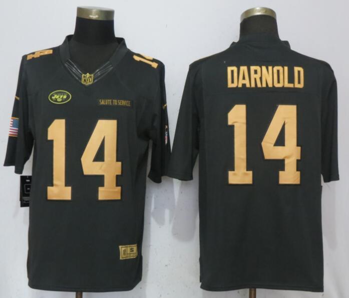 New York Jets #14 Sam Darnold Gold Anthracite Salute To Service Limited Jersey
