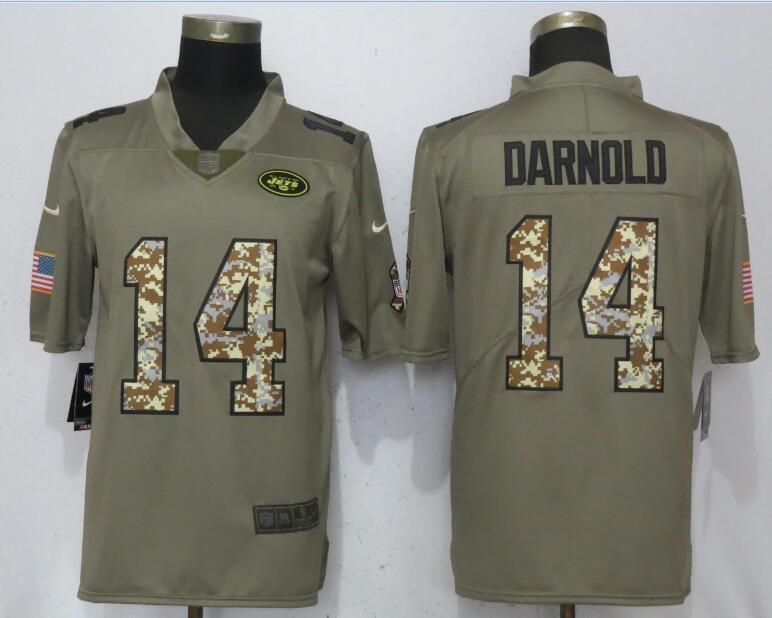 New York Jets #14 Sam Darnold Olive Camo Carson 2017 Salute to Service Limited Jersey