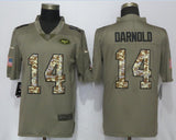 New York Jets #14 Sam Darnold Olive Camo Carson 2017 Salute to Service Limited Jersey