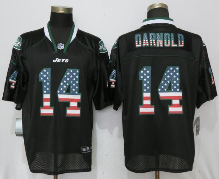 New York Jets #14 Sam Darnold USA Flag Fashion Black Elite Jerseys Style 2