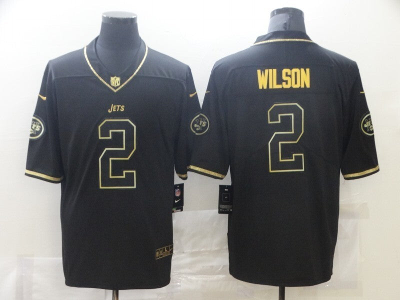 New York Jets #2 Zach Wilson Black Retro Gold 971