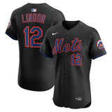 New York Mets #12 Francisco Lindor Alternate Elite Jersey - Black