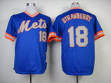 New York Mets #18 Darryl Strawberry Mets 18 Blue Pullover 1983 Retro