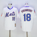 New York Mets #18 Darryl Strawberry Mets 18 White Pullover Retro