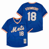 New York Mets #18 Darryl Strawberry Mets Blue Pullover 1983 Retro