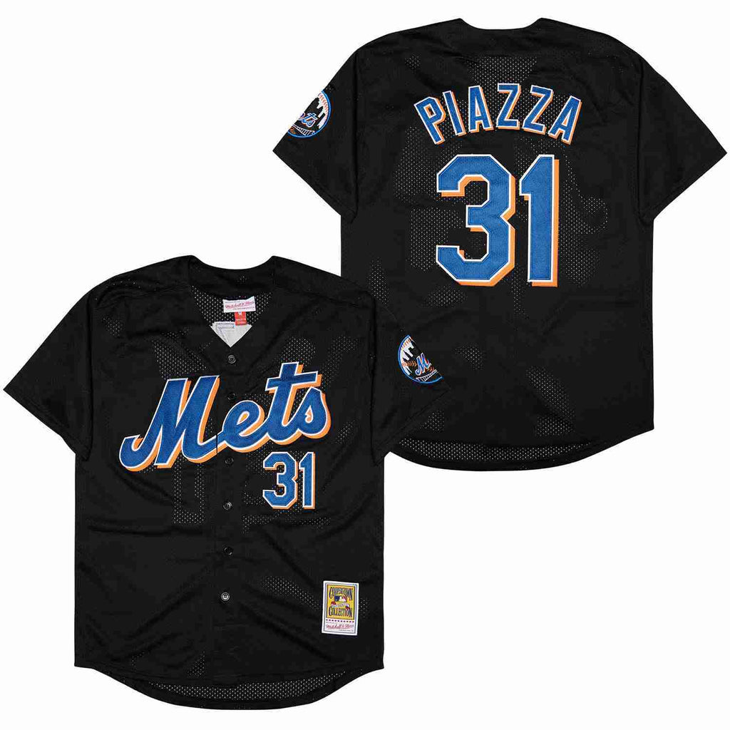New York Mets #31 Mike Piazza Mets 31 Black BP Edition Retro