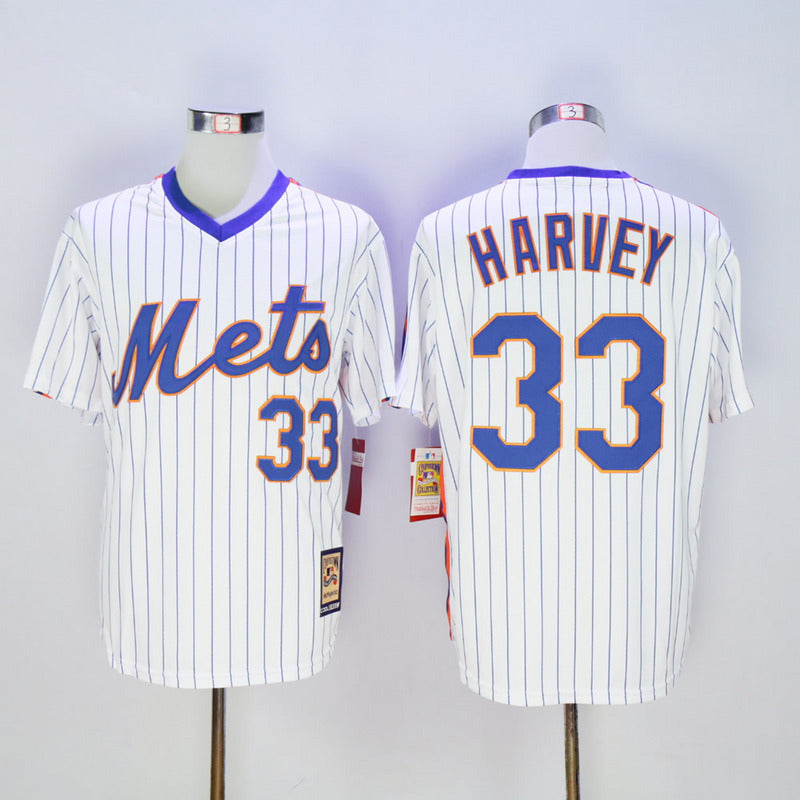 New York Mets #33 Mets 33 White Pullover Retro New Fabric Fan Edition