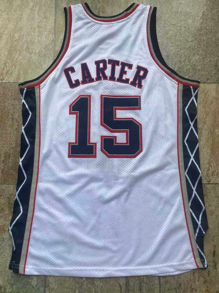 New York Nets #15 Vince Cater mitchell&ness Nets 15#“ Flyers ” Carter White Embroidered Style 2