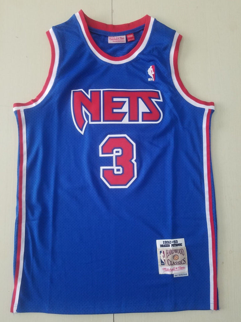 New York Nets #3 Drazen Petrovic Nets 3 Retro Blue S-XXL Style 2