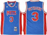 New York Nets #3 Drazen Petrovic Nets Blue Retro Jersey