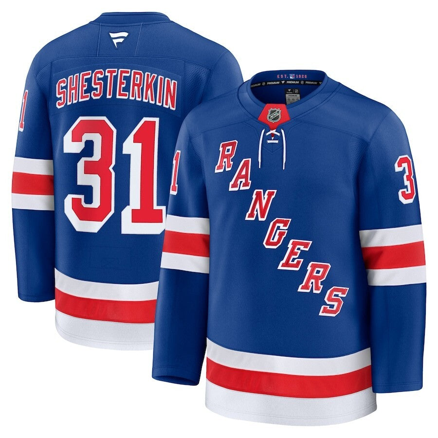 New York Rangers #31 Igor Shesterkin Home Premium Jersey - Blue