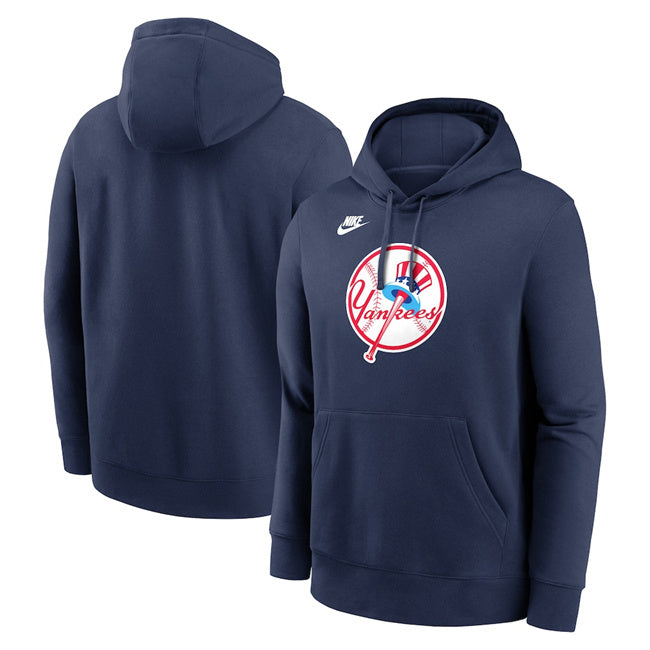 New York Yankees Navy Cooperstown Collection Logo Club Pullover Hoodie